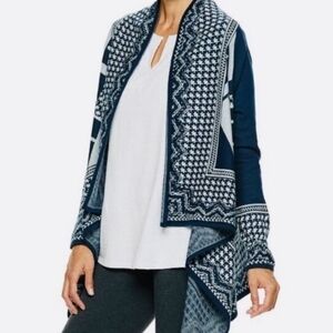 𝅺NWOT Dana Buchman Draped Warerfall Cardigan Navy